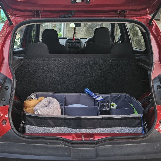 Indic Reflective Collapsible Car Boot Organizer – Waterproof Polyester, Heavy-Duty Storage Organiser for SUV & Sedan