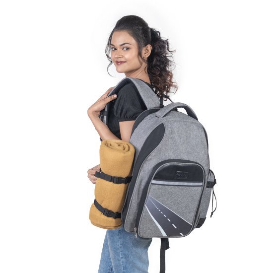 Indic Camping Picnic Backpack with Insulated Bottle Holder, Blanket Strap & External Pocket – Outdoor Travel Bag (16.5 x 14 x 7 in, 870 gm)