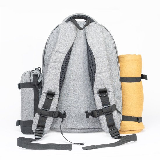 Indic Camping Picnic Backpack with Insulated Bottle Holder, Blanket Strap & External Pocket – Outdoor Travel Bag (16.5 x 14 x 7 in, 870 gm)