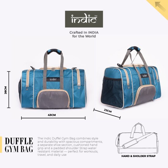 INDIC Insulated Gym Bag with Shoe & Food Compartment – Water Resistant, Multi-Pocket Travel Duffle