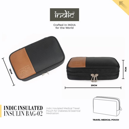 Indic Insulated Medical Travel Pouch – Vegan Leather & Mylar Diabetic Medicine Organizer
