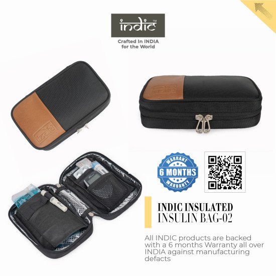 Indic Insulated Medical Travel Pouch – Vegan Leather & Mylar Diabetic Medicine Organizer