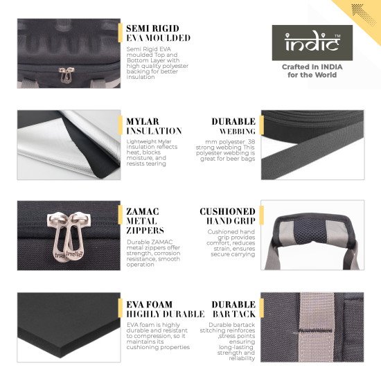 Indic EVA Insulated Beer Can Bag – Ultra-Light, Compact Cooler Tote with Soft Grip