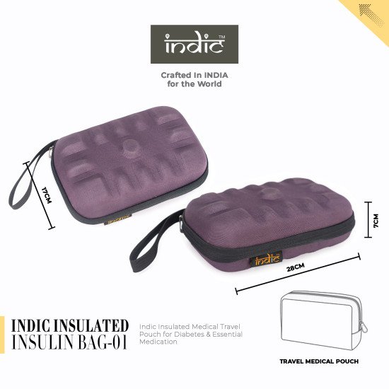 Indic Insulated Insulin Case – EVA Semi-Rigid Medical Travel Pouch with Mylar Lining & Ice Pack Compartment