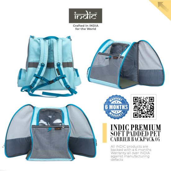 Indic Expandable Pet Carrier Backpack for Cats, Small Dogs & Rabbits – Foldable, Breathable & Travel-Friendly