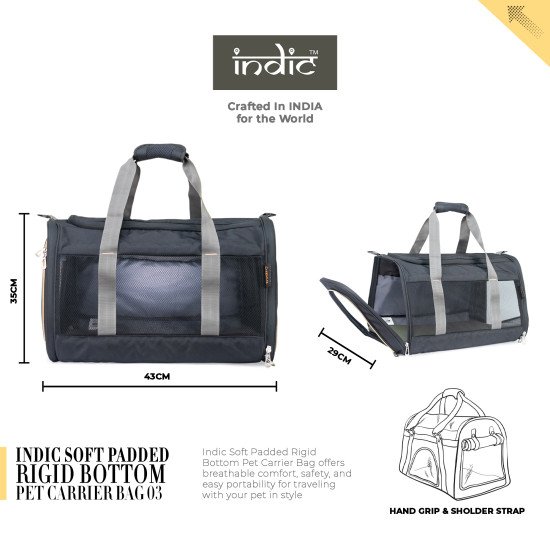 Indic Soft-Sided Pet Carrier Bag for Cats, Small Dogs & Rabbits – Airline Approved, Foldable Travel Bag
