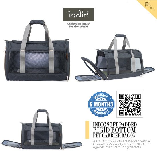 Indic Soft-Sided Pet Carrier Bag for Cats, Small Dogs & Rabbits – Airline Approved, Foldable Travel Bag
