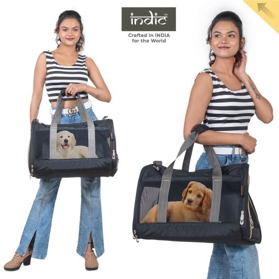 Indic Soft-Sided Pet Carrier Bag for Cats, Small Dogs & Rabbits – Airline Approved, Foldable Travel Bag