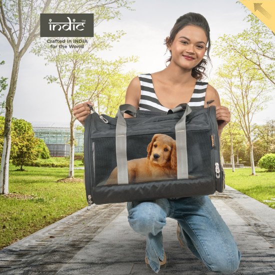 Indic Soft-Sided Pet Carrier Bag for Cats, Small Dogs & Rabbits – Airline Approved, Foldable Travel Bag